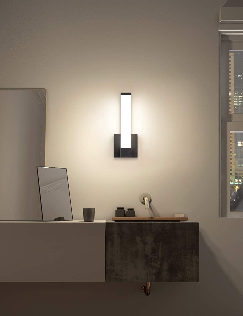 12" Black 12W 4000K LED Indoor Wall Sconce