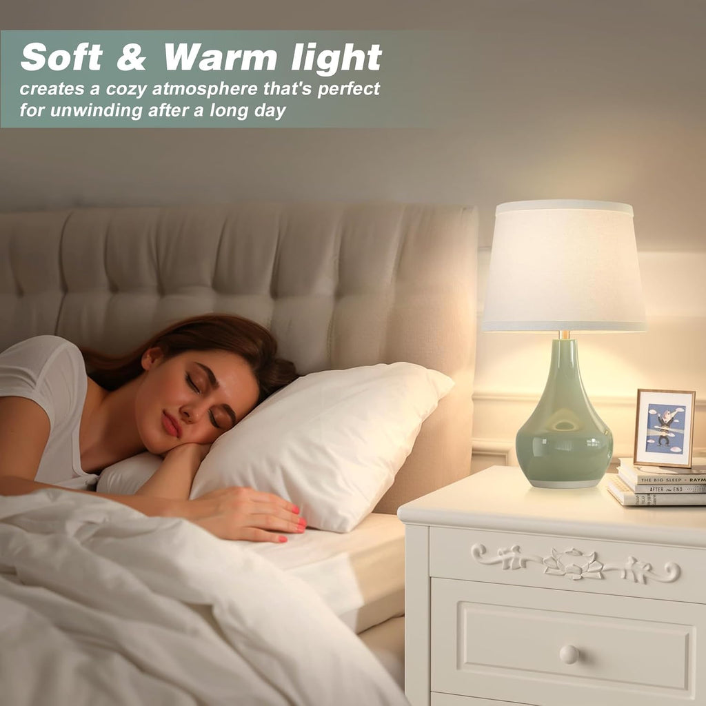 19.4" Sage Green Modern Table Lamps Set of 2