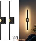 31.5" Black Rechargeable Wireless Wall Sconces Set of 2 with Remote