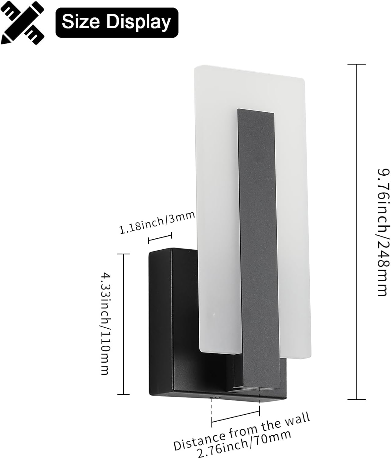 Black Up & Down 3000K LED Wall Sconces Set of 2
