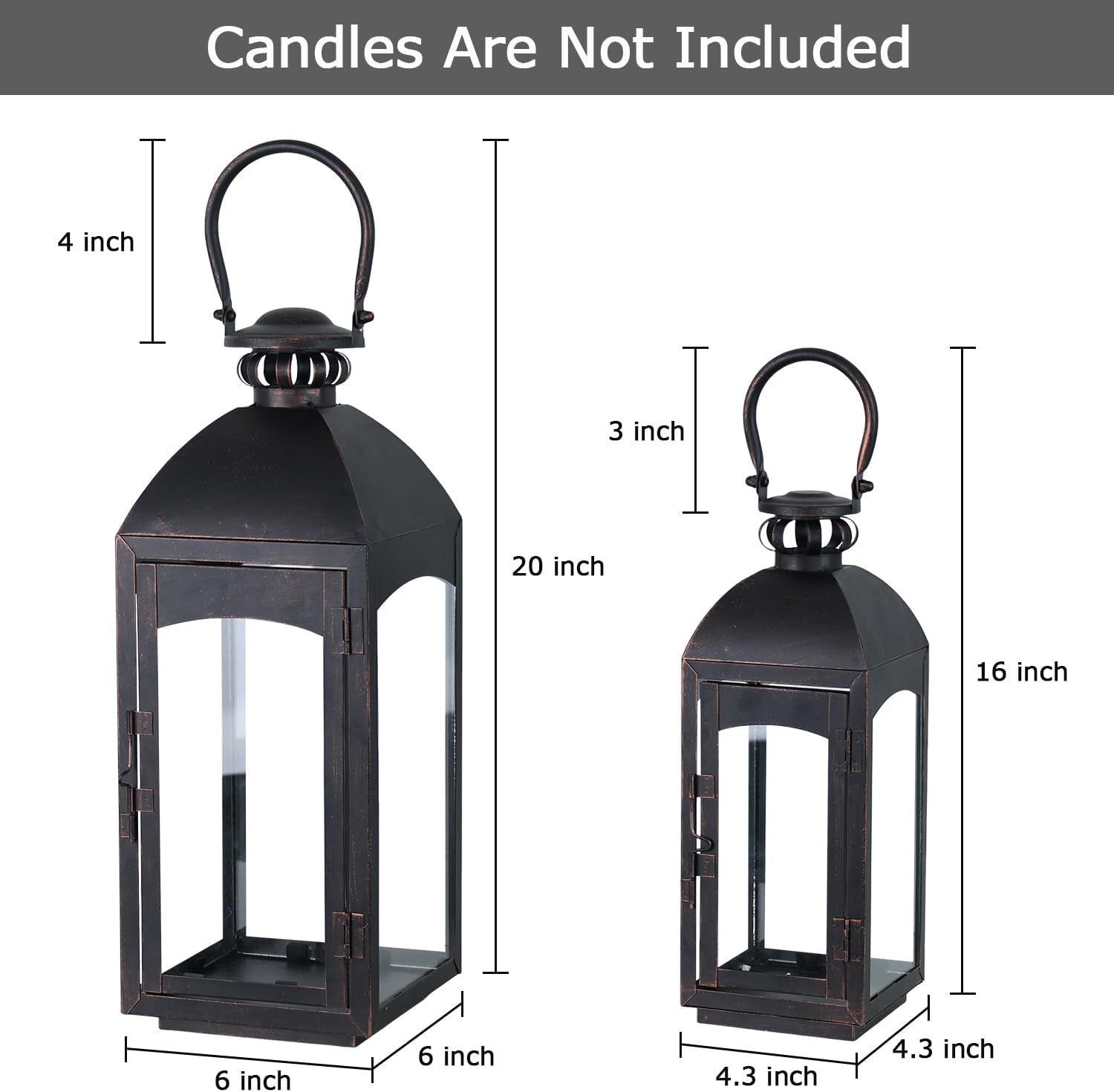 20&16" Metal Lanterns Set of 2