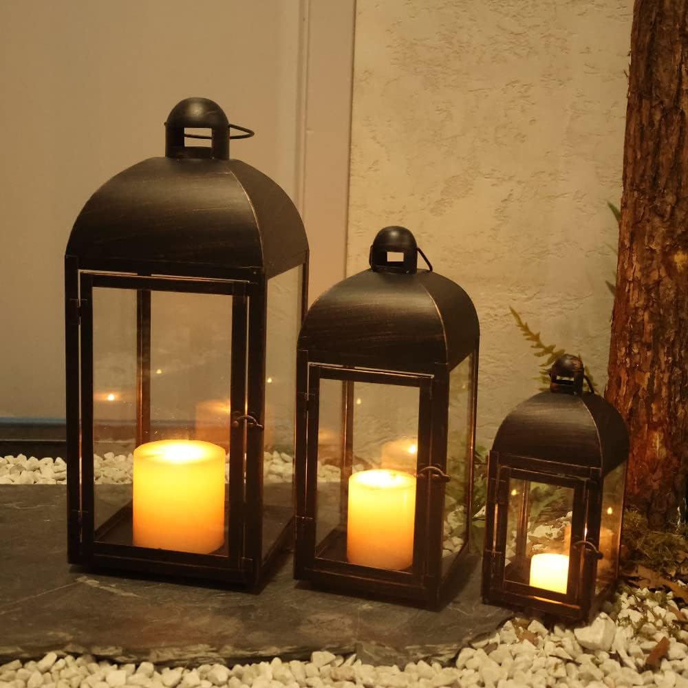 23" Bronze Lanterns Set of 3