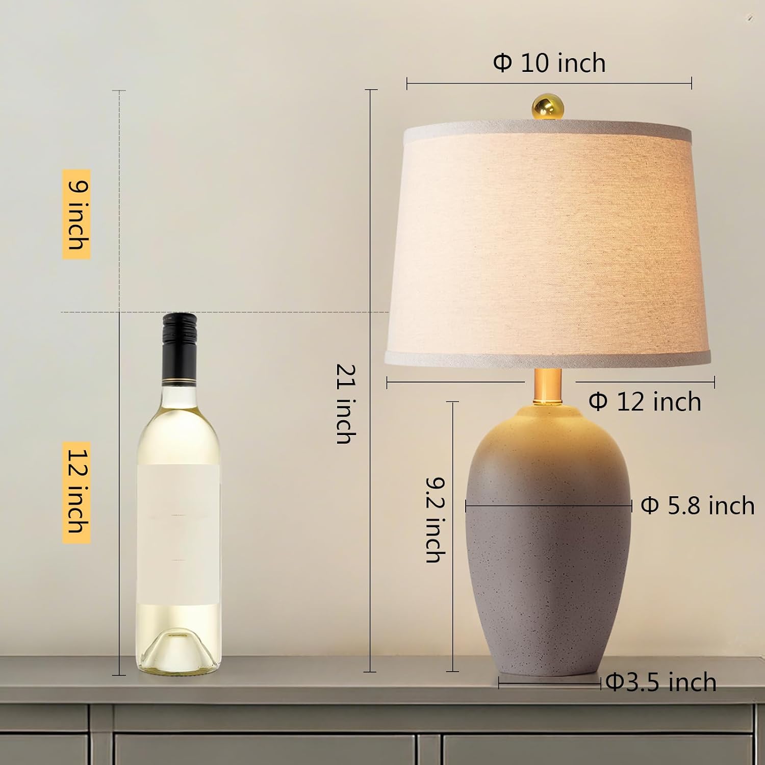 21" Brown Ceramic Table Lamps Set of 2