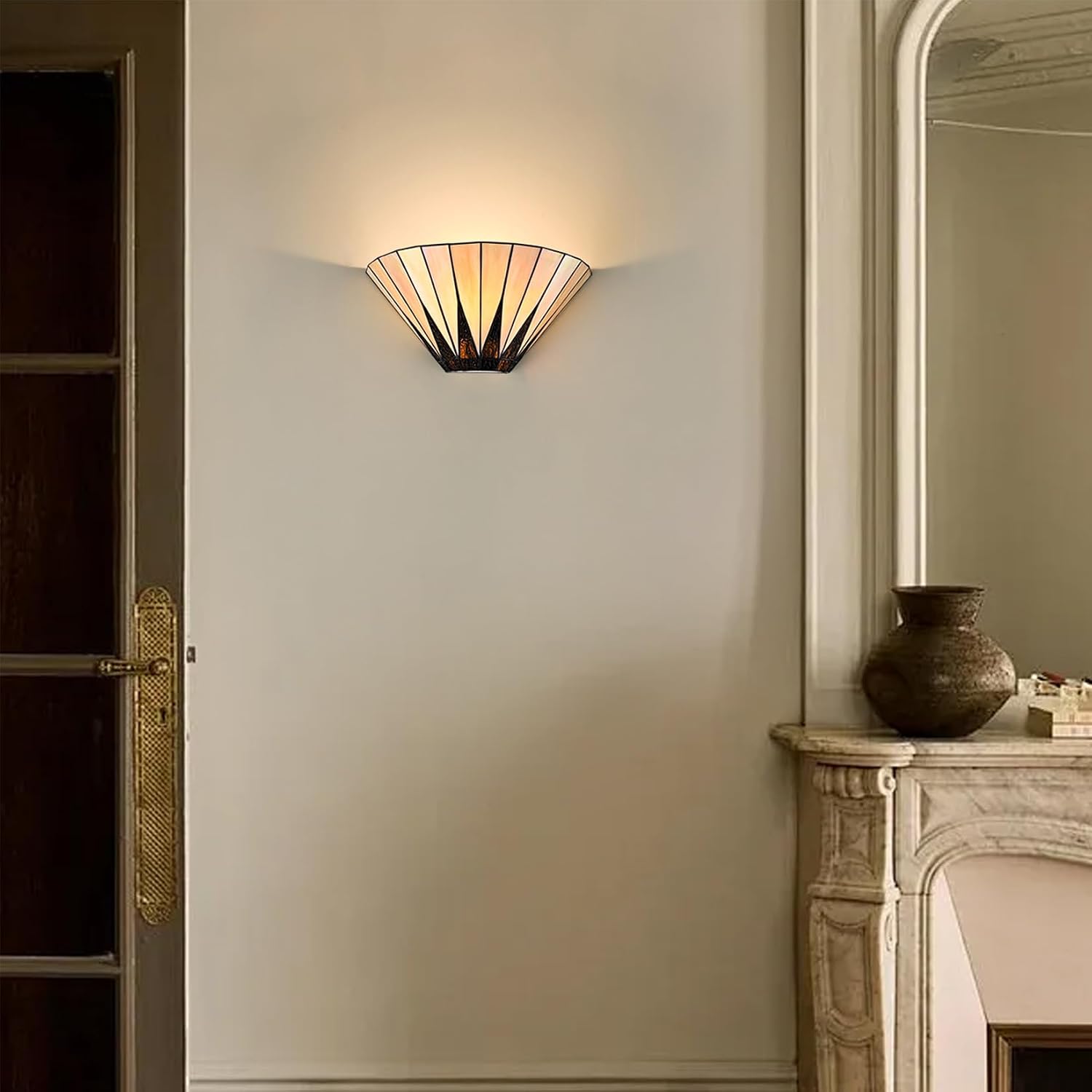 13.6 Inch Vintage Brown Tiffany Stained Glass Wall Sconce