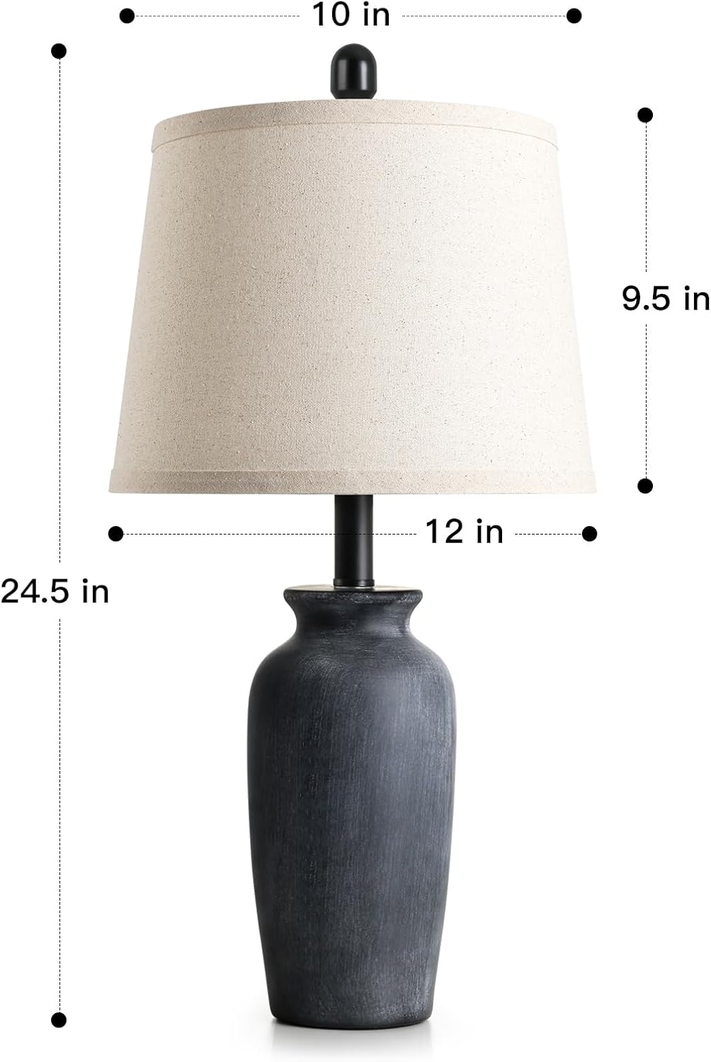 24.5" Black Jar Ceramic Lamps Set of 2