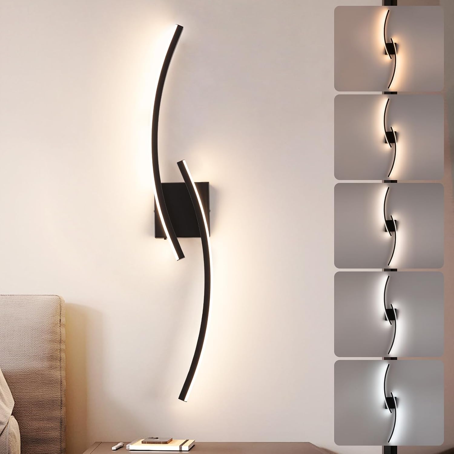 31.5" Black 3000-6000K LED Wall Sconce