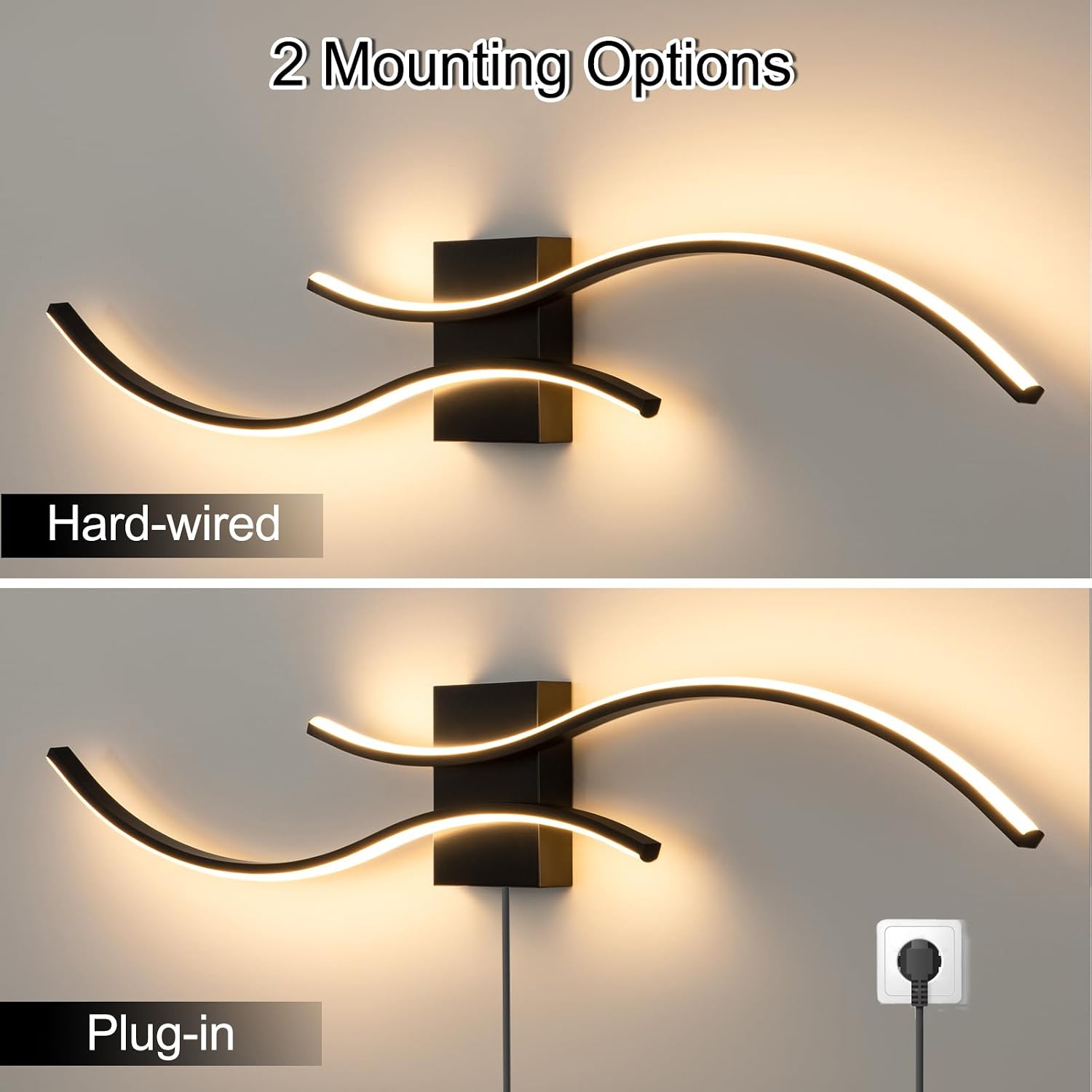 39" Black 3000K LED Bathroom Vanity Wall Sconce