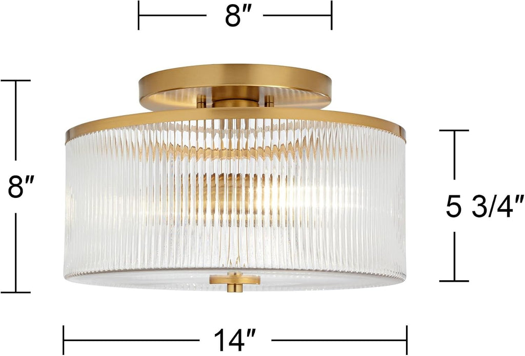14" Warm Brass 2-Light Drum Ceiling Light