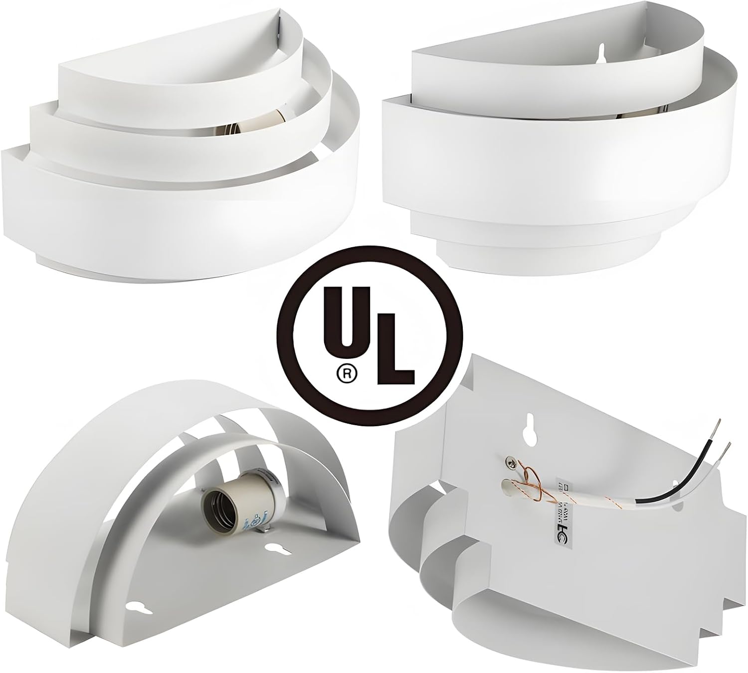 White Half Moon Metal Modern Indoor Wall Sconce 1 Pack