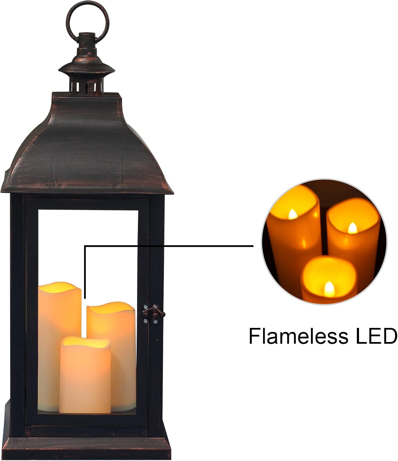24.8" LED Flame Hanging Lantern
