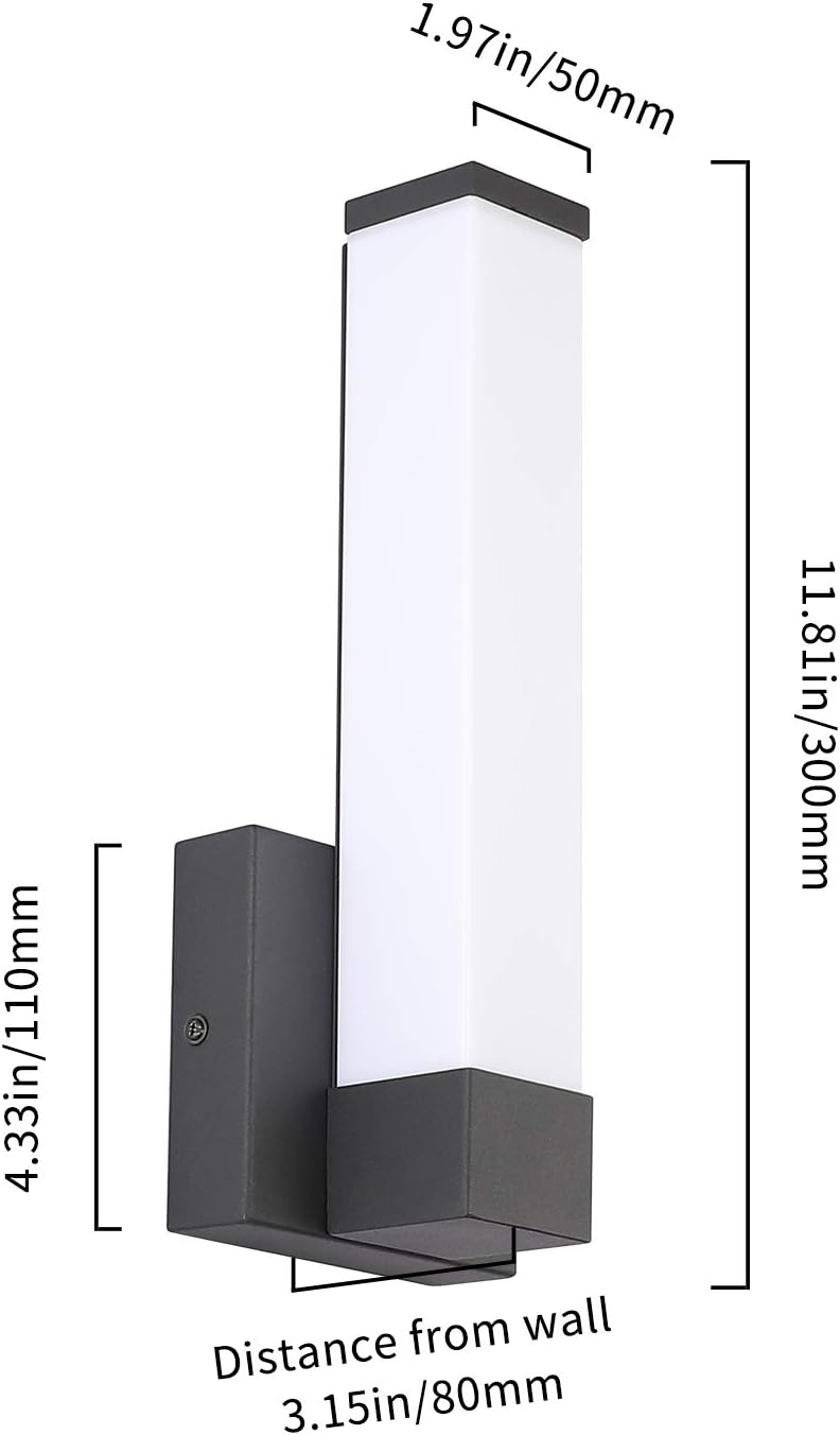 12" Black 12W 4000K LED Indoor Wall Sconce