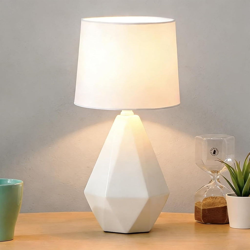 White Geometric Ceramic Table Lamp