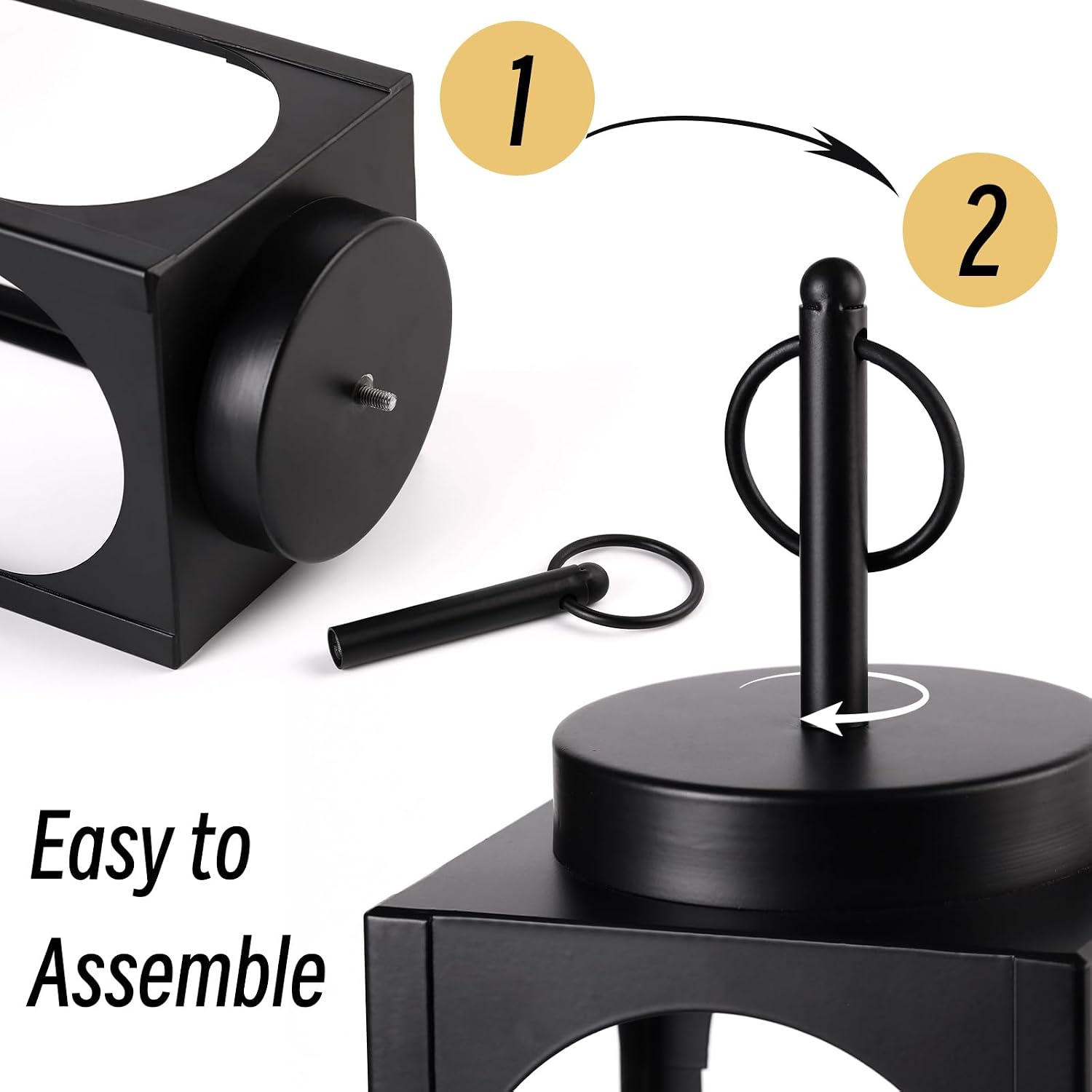 24&19" Black Floor Lanterns Set of 2