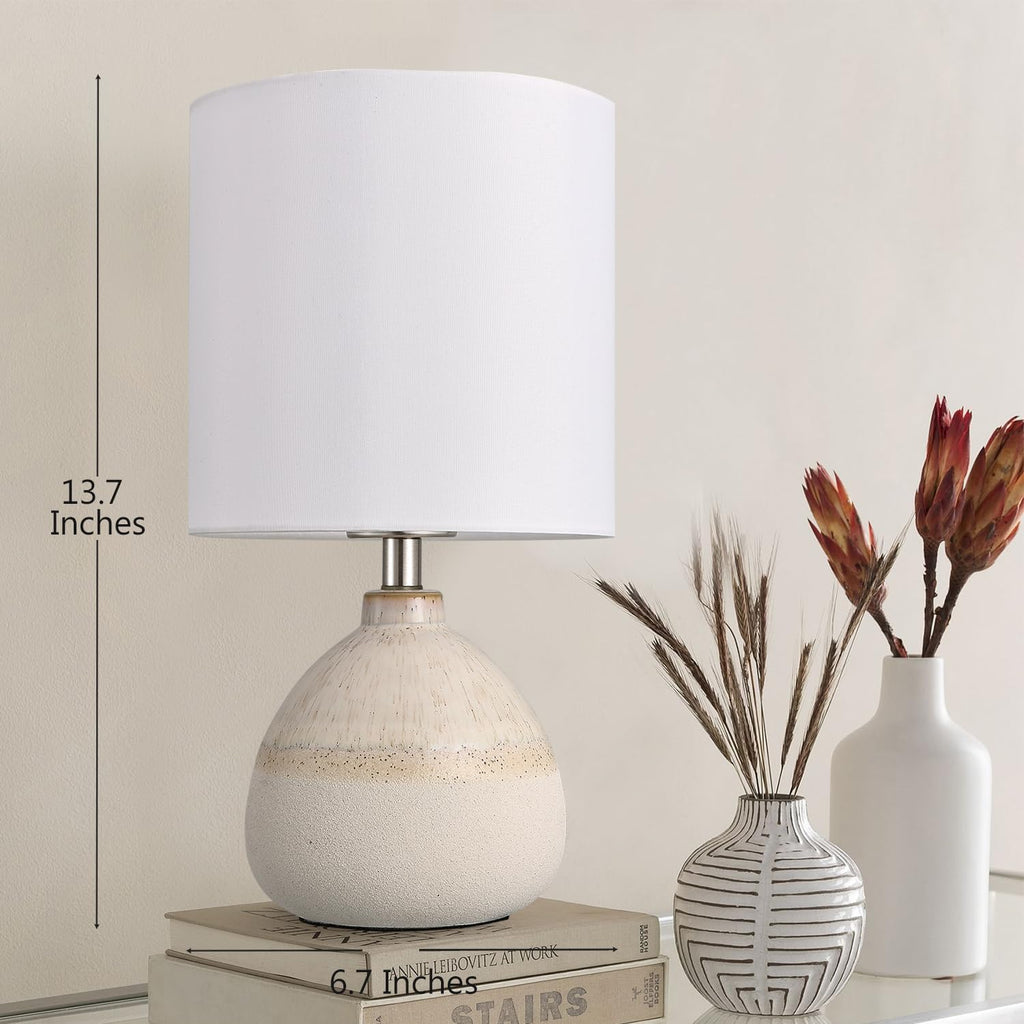 13.7" White Ceramic Lamps Set of 2
