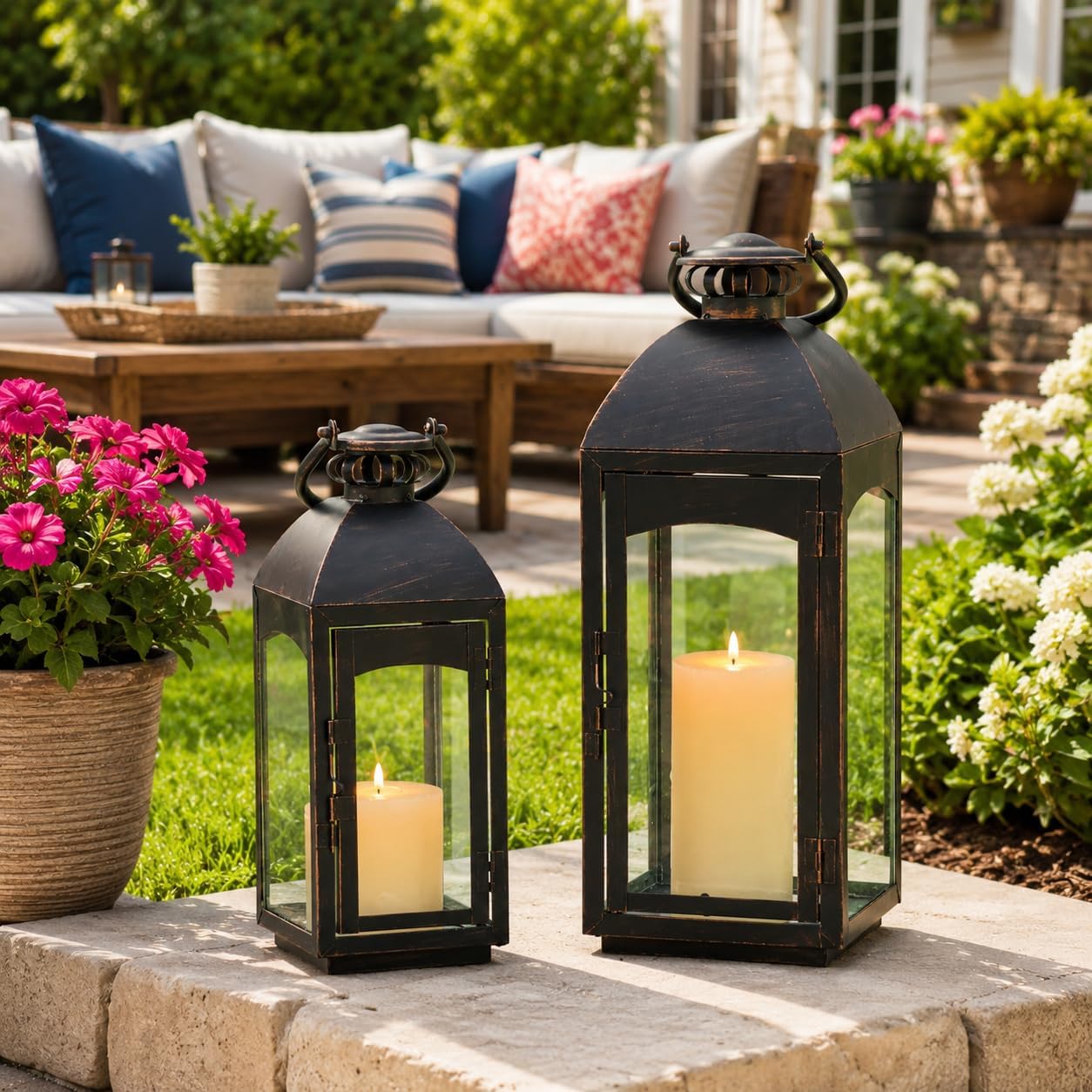 20&16" Metal Lanterns Set of 2