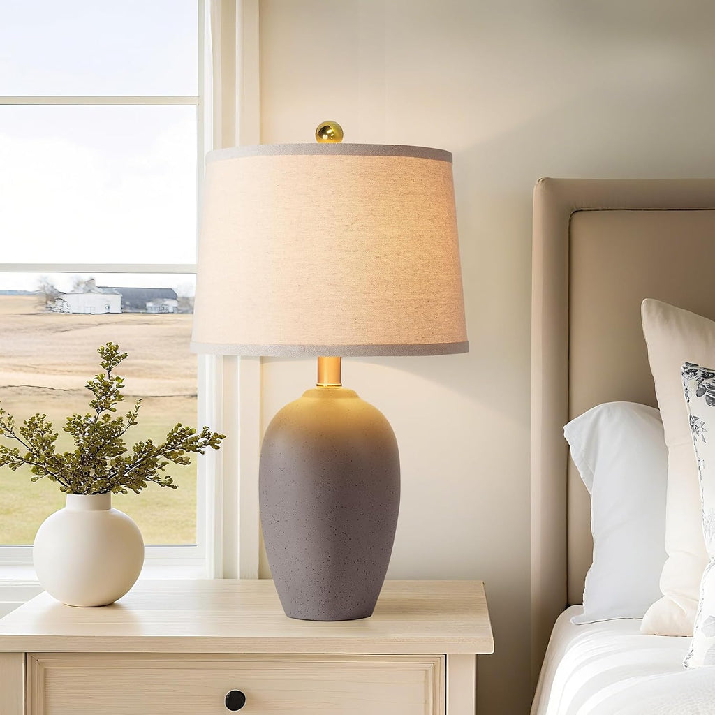 21" Brown Ceramic Table Lamps Set of 2