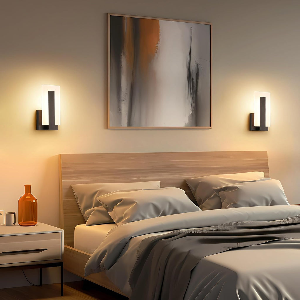 Black Up & Down 3000K LED Wall Sconces Set of 2