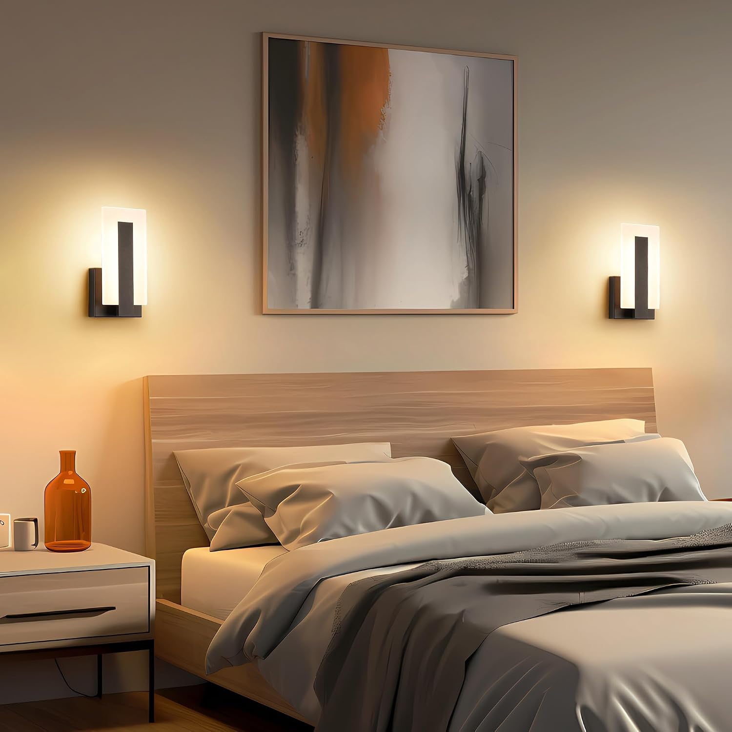 Black Up & Down 3000K LED Wall Sconces Set of 2