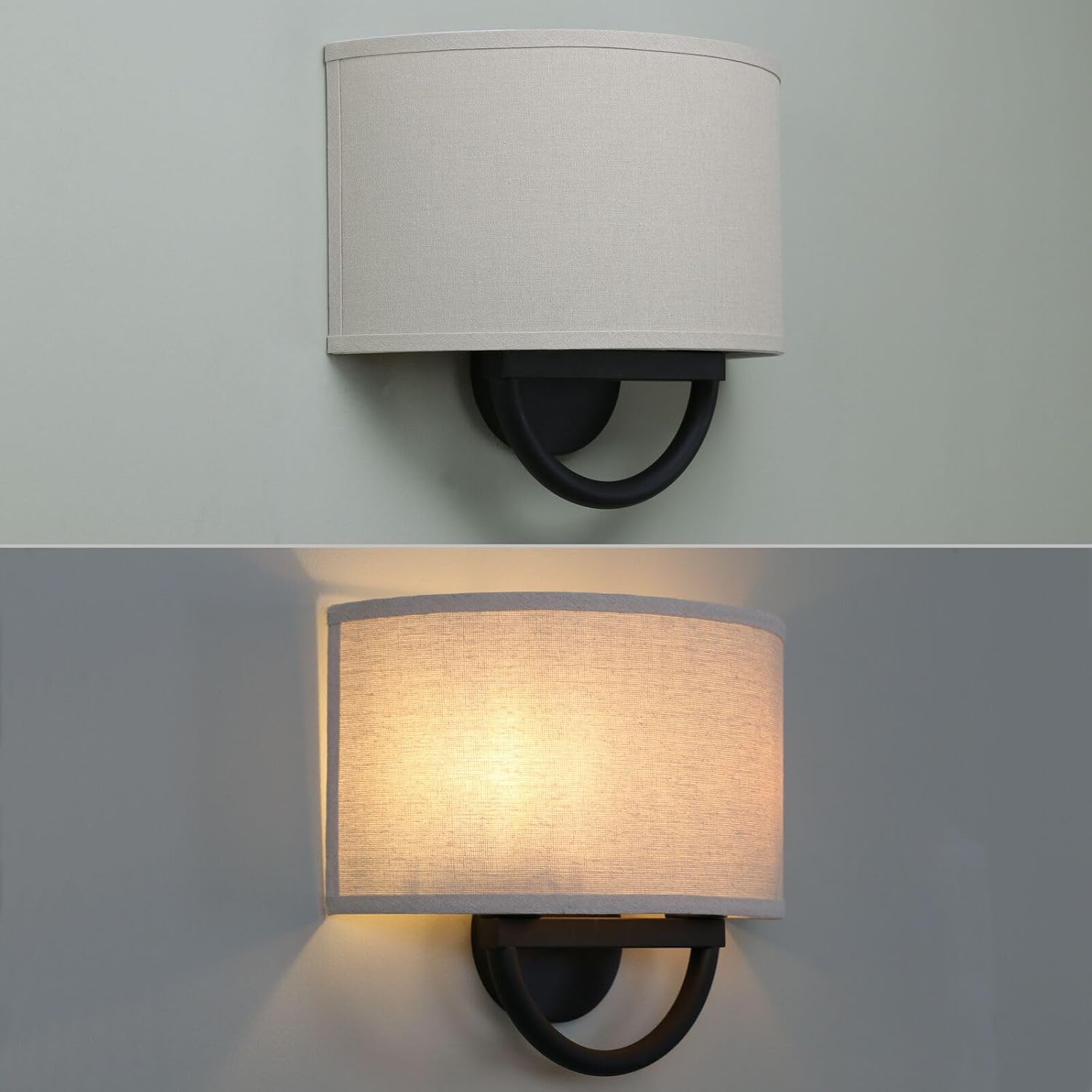 2-Light Boho Linen Semicircle Fabric Wall Sconce