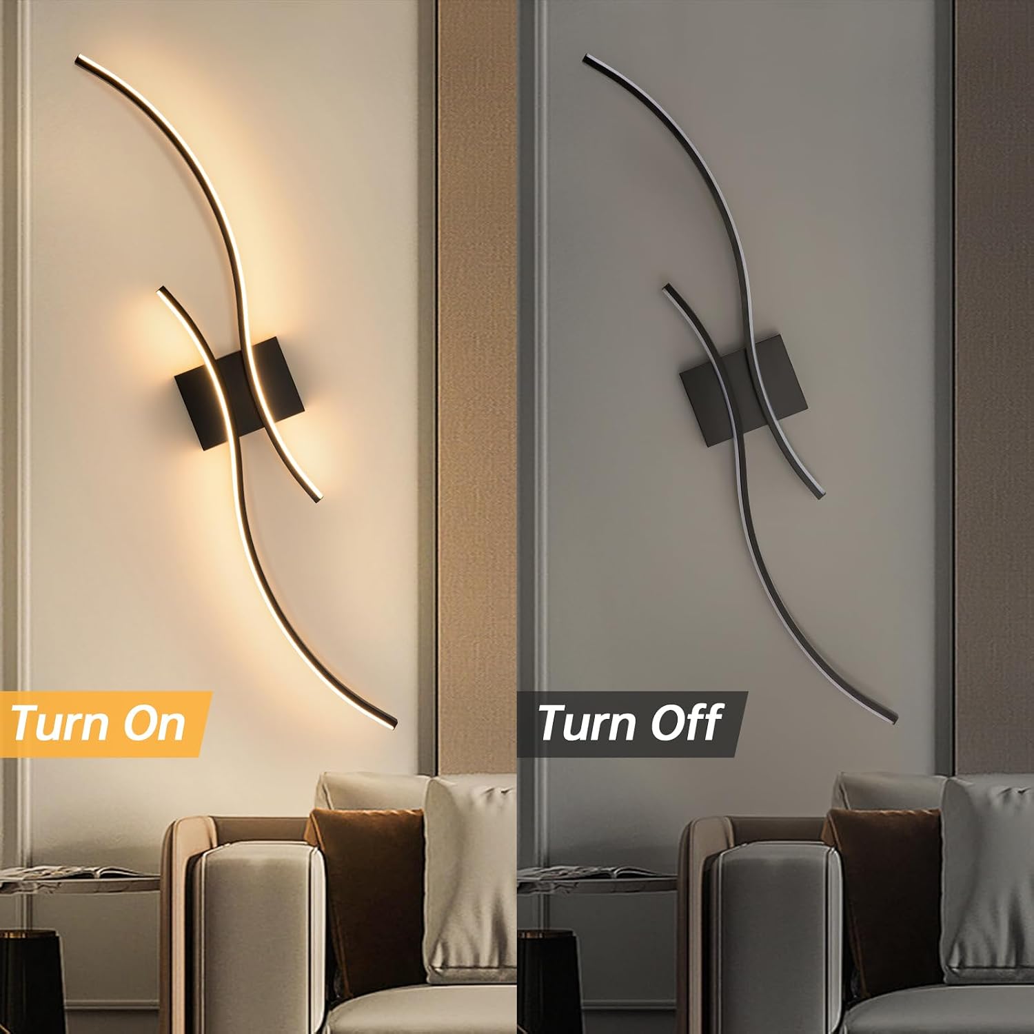 39" Black 3000K LED Bathroom Vanity Wall Sconce