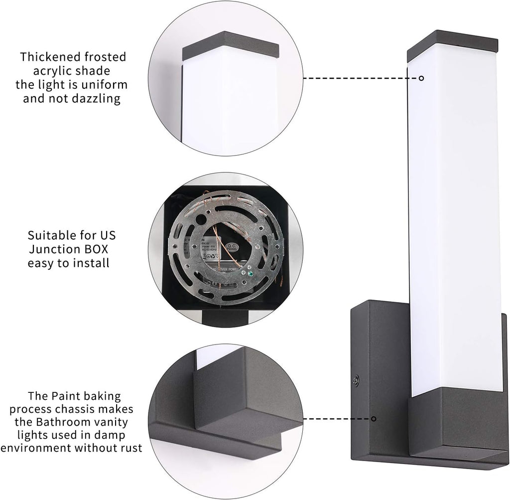 12" Black 12W 4000K LED Indoor Wall Sconce
