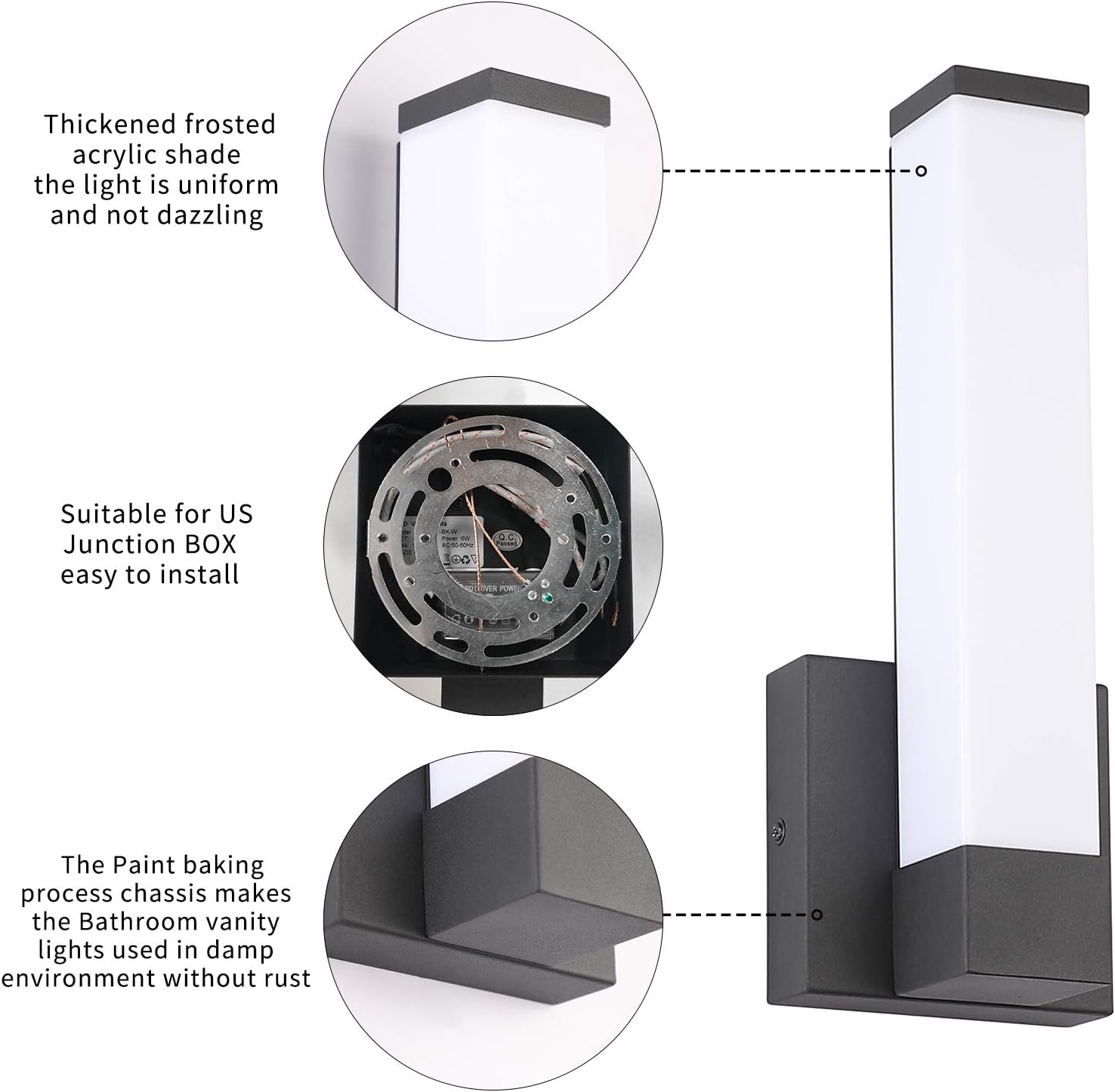 12" Black 12W 4000K LED Indoor Wall Sconce