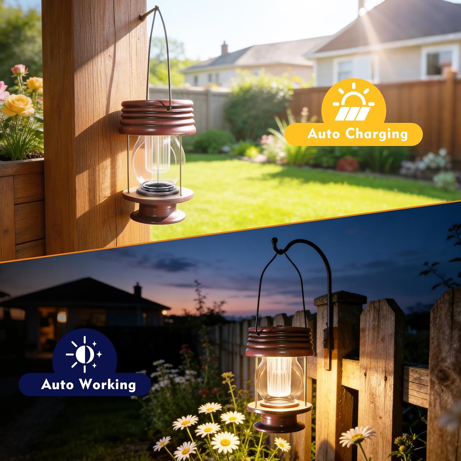 2 Pack Waterproof Solar Hanging Lanterns
