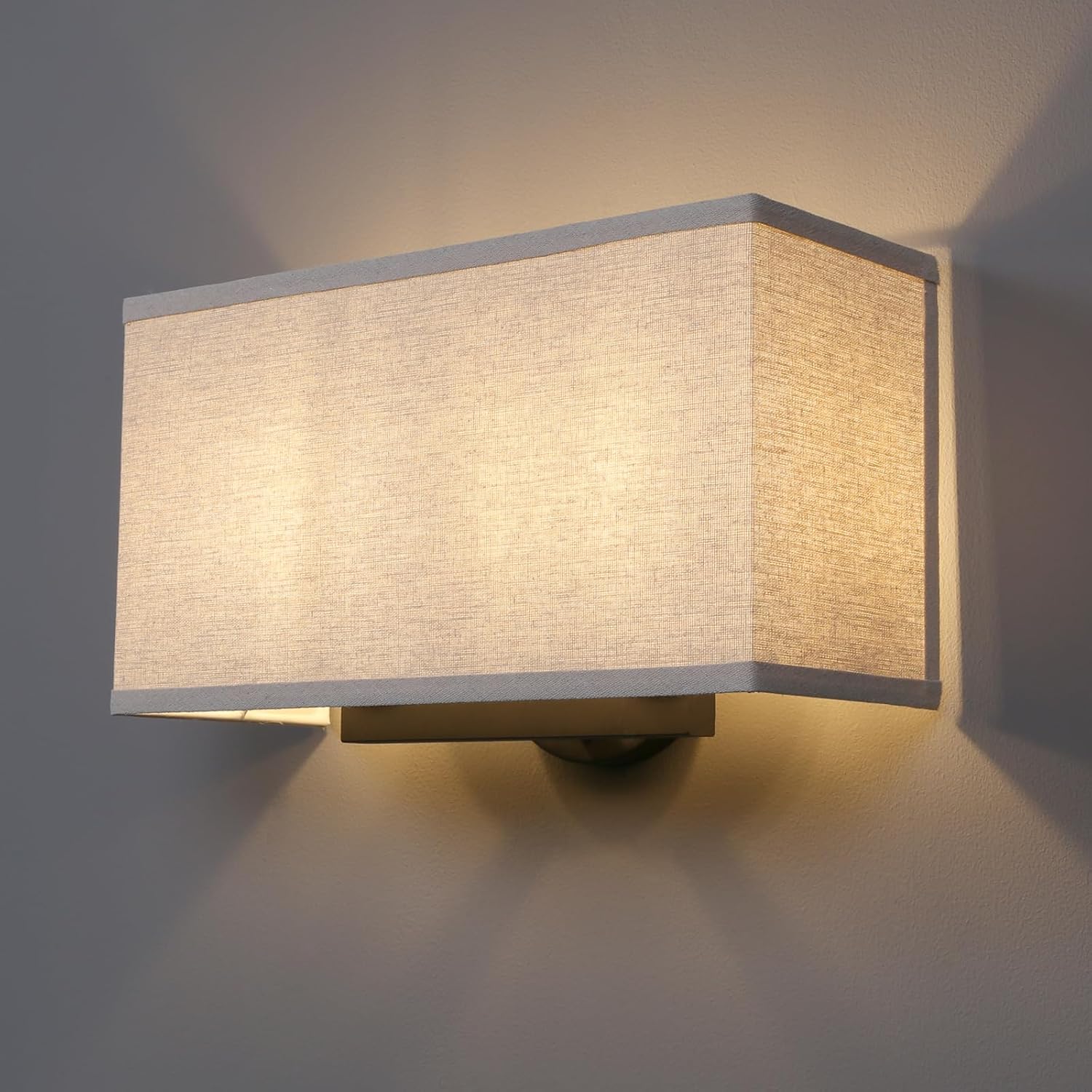 2-Light Square Linen Boho Industrial Wall Sconce