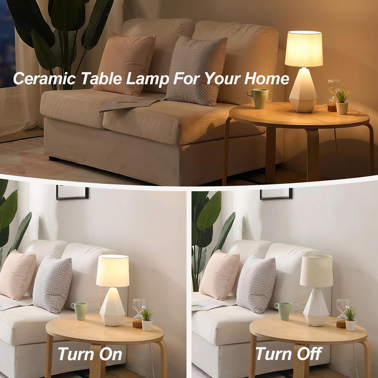 White Geometric Ceramic Table Lamp