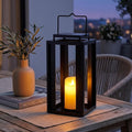17" Black Metal Candle Lantern