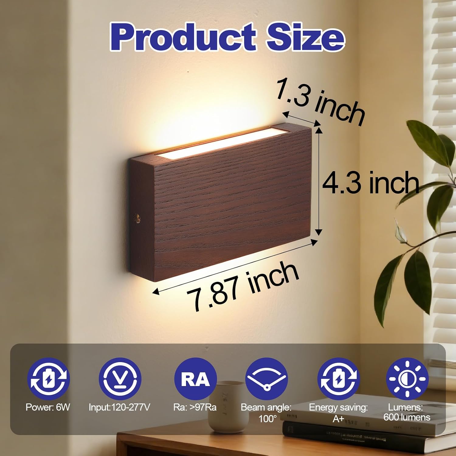 Wood Dimmable Linear Warm LED Wall Sconce