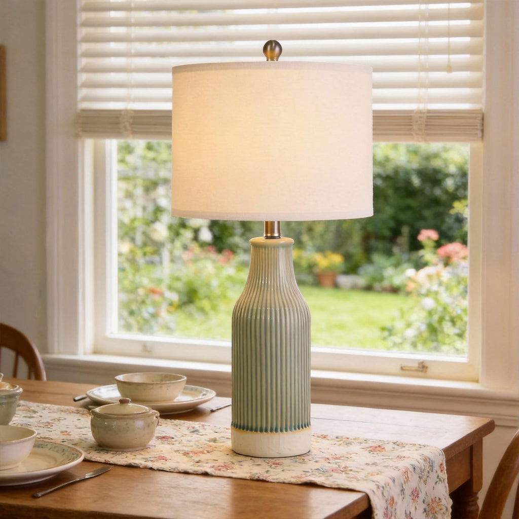 23.75" Light Green Ceramic Table Lamps Set of 2