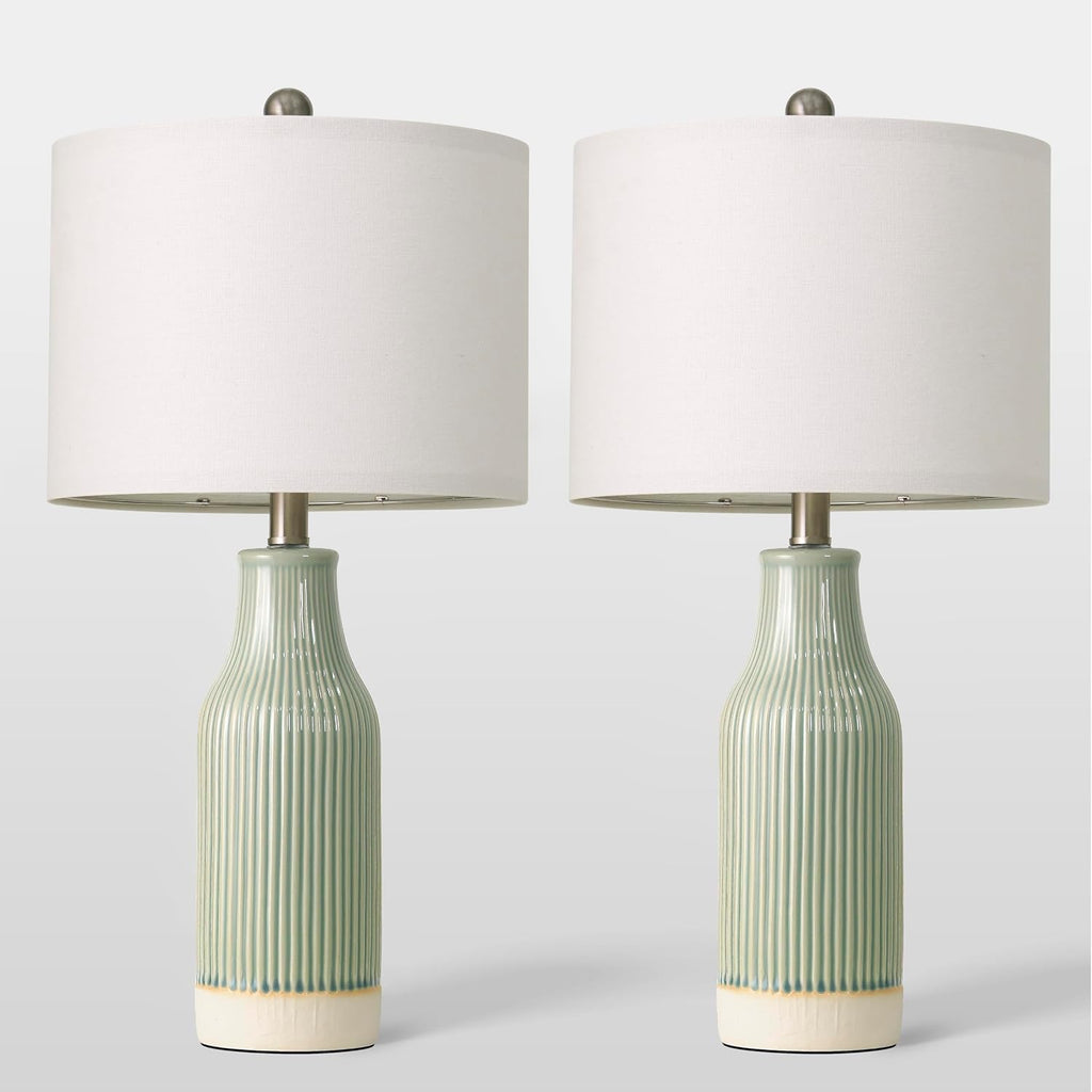 23.75" Light Green Ceramic Table Lamps Set of 2