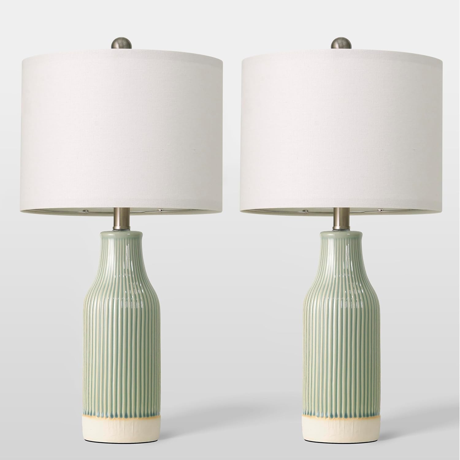 23.75" Light Green Ceramic Table Lamps Set of 2