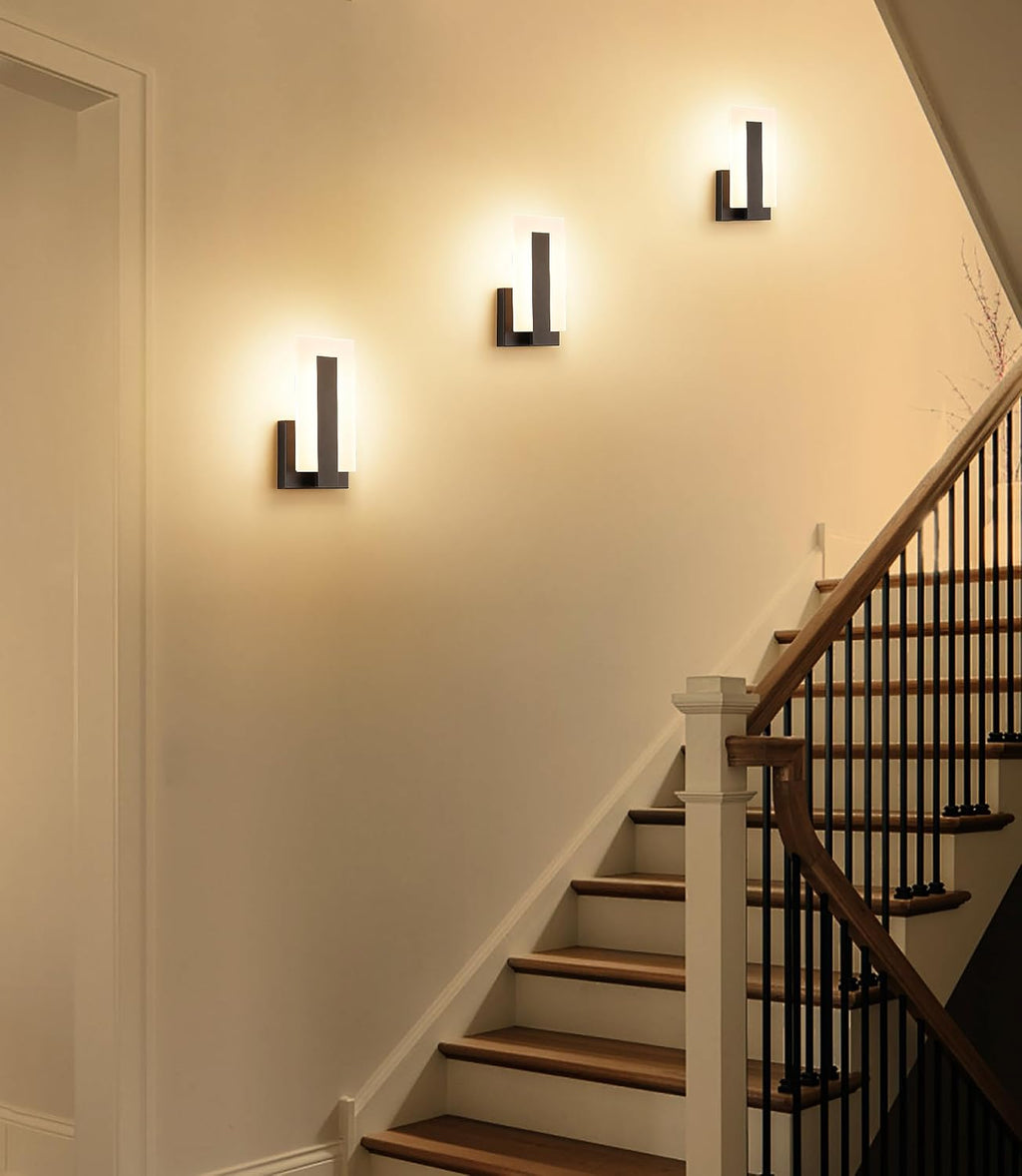 Black Dimmable 3000K LED Wall Sconces Set of 2