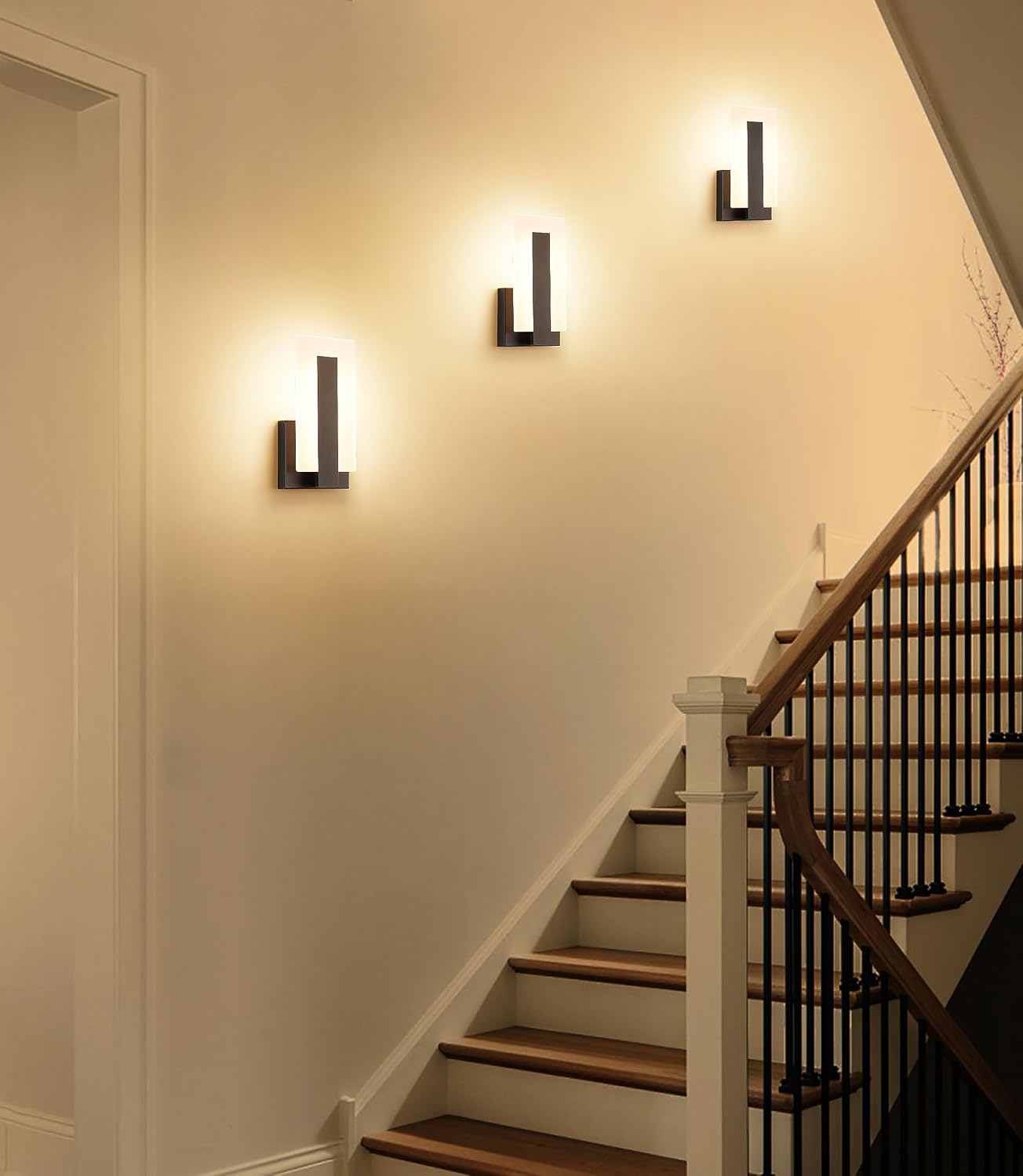 Black Dimmable 3000K LED Wall Sconces Set of 2