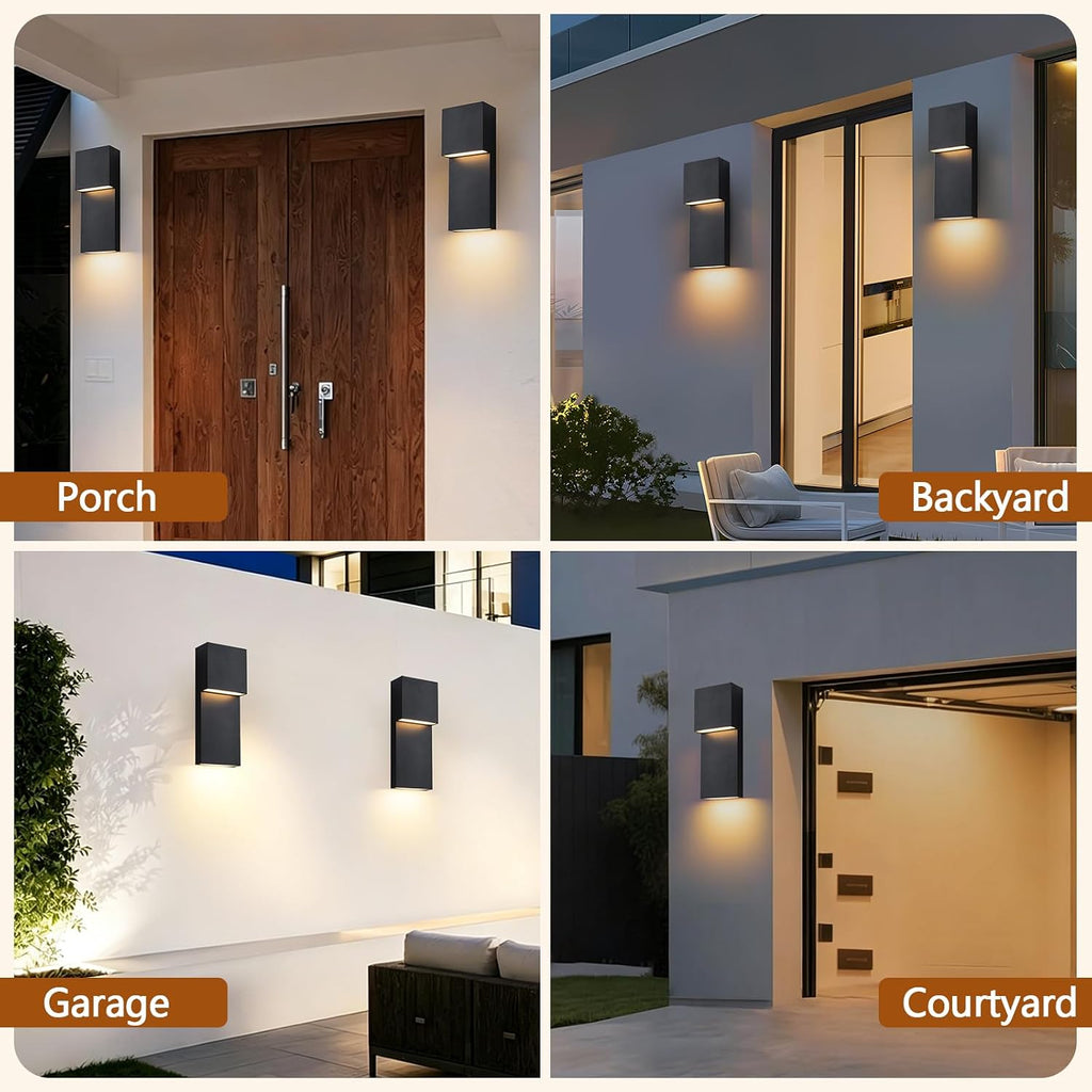 15" Matte Black 20W 3000K LED Outdoor Wall Sconce