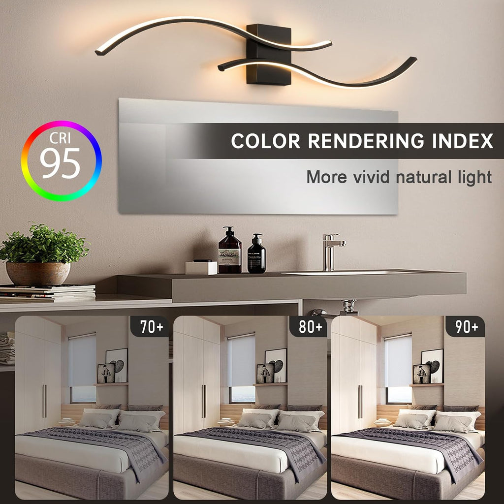 39" Black 3000K LED Bathroom Vanity Wall Sconce