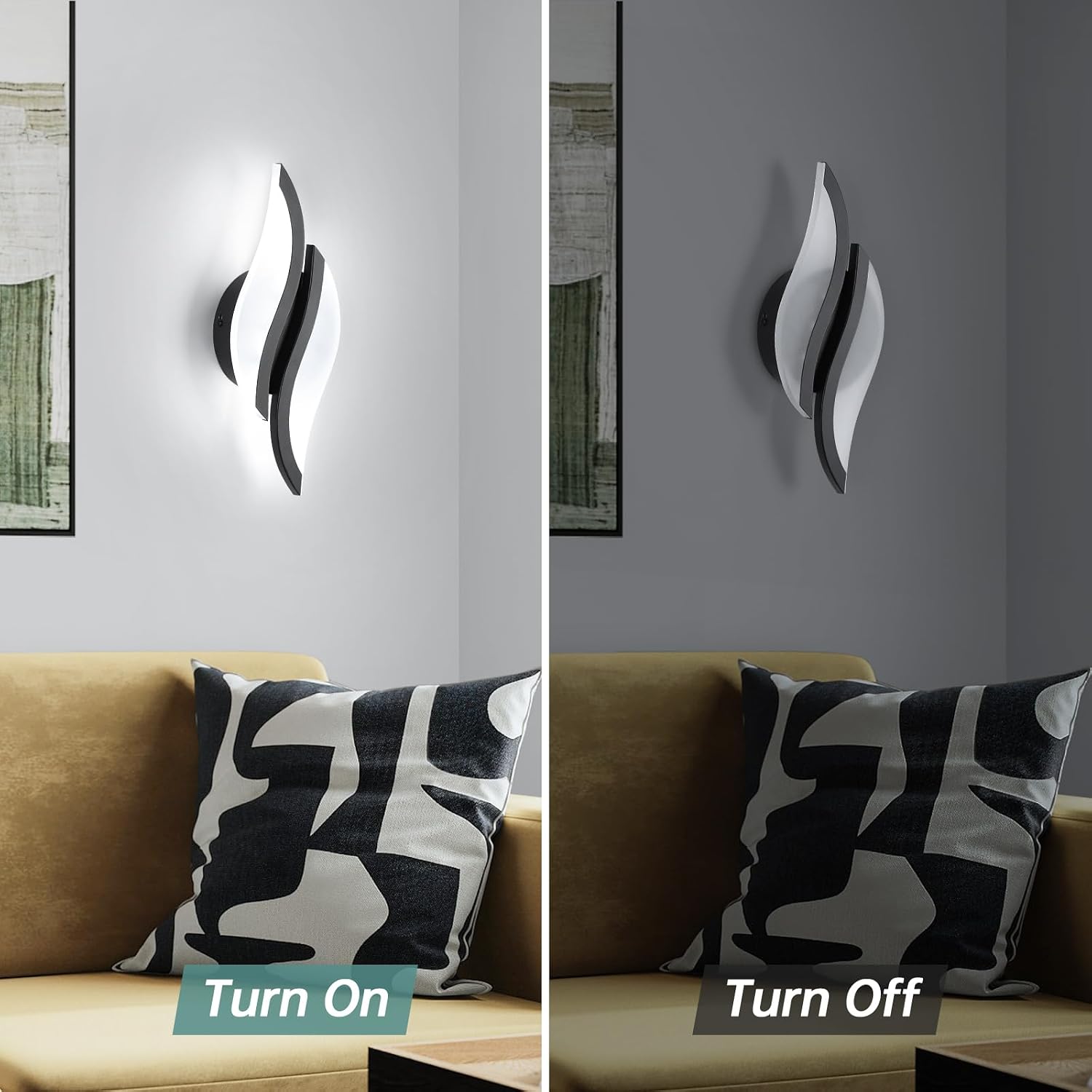 Black Acrylic 6000K LED Wall Sconce 1 Pack