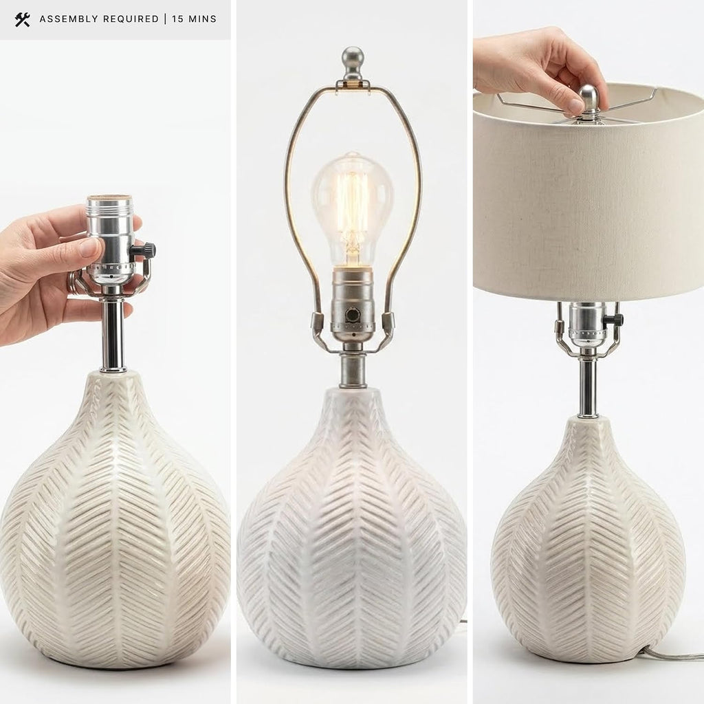 21" Off White Ceramic Table Lamp