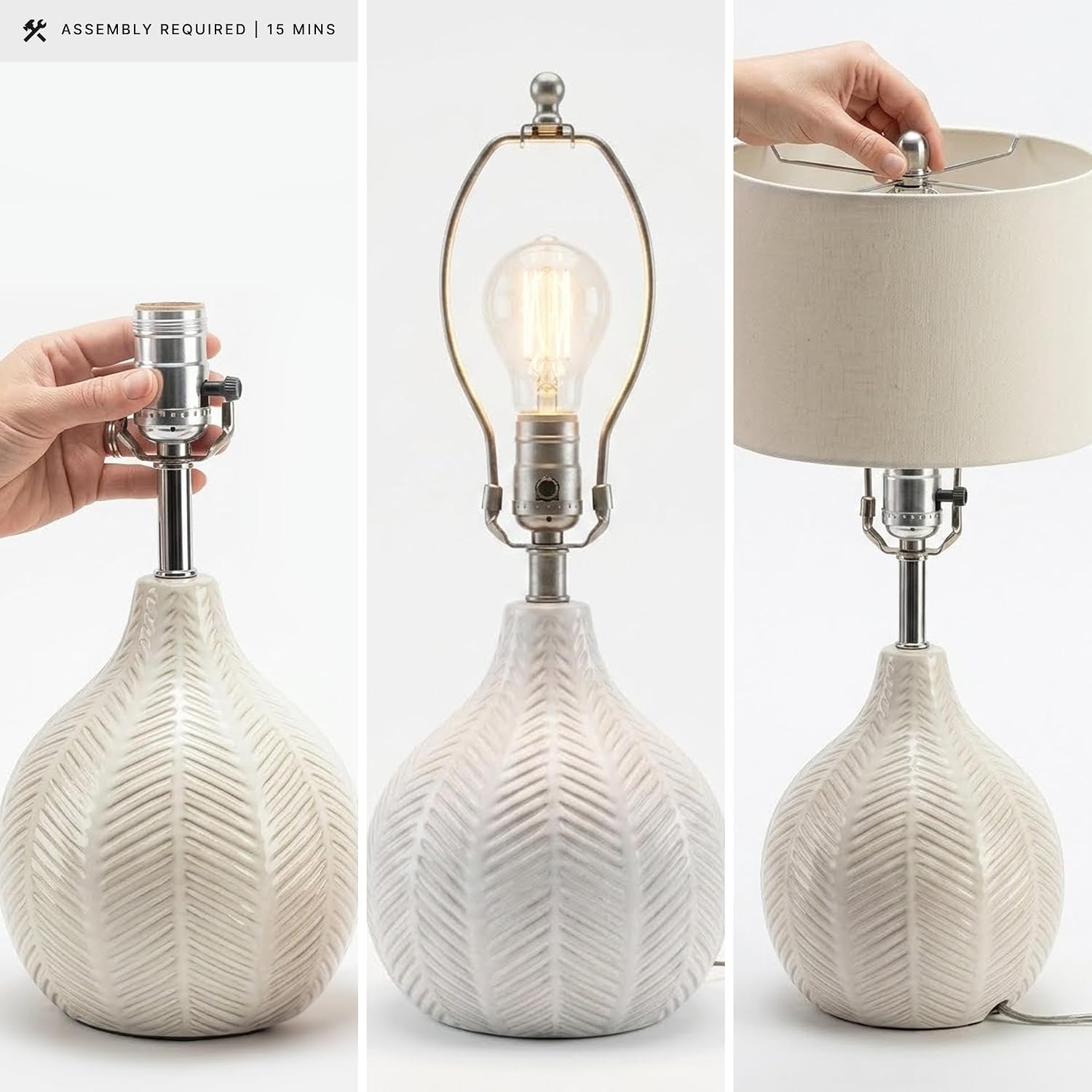 21" Off White Ceramic Table Lamp