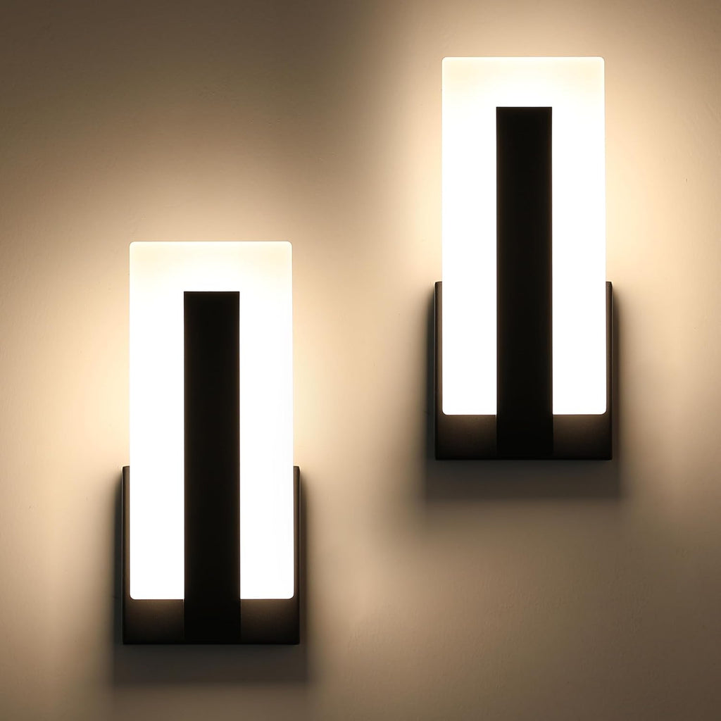 Black Dimmable 3000K LED Wall Sconces Set of 2