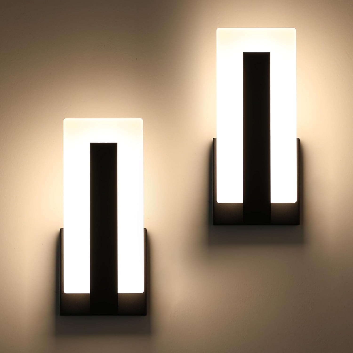Black Dimmable 3000K LED Wall Sconces Set of 2