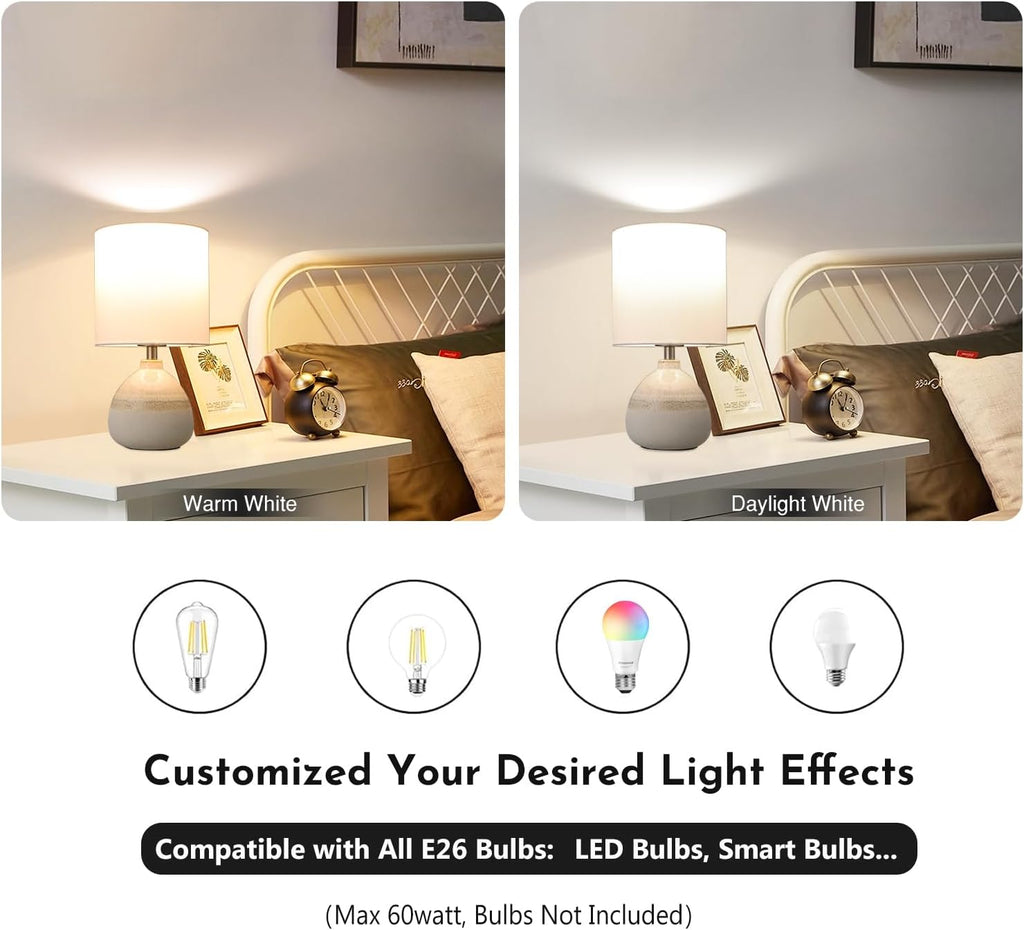 13.7" White Ceramic Lamps Set of 2