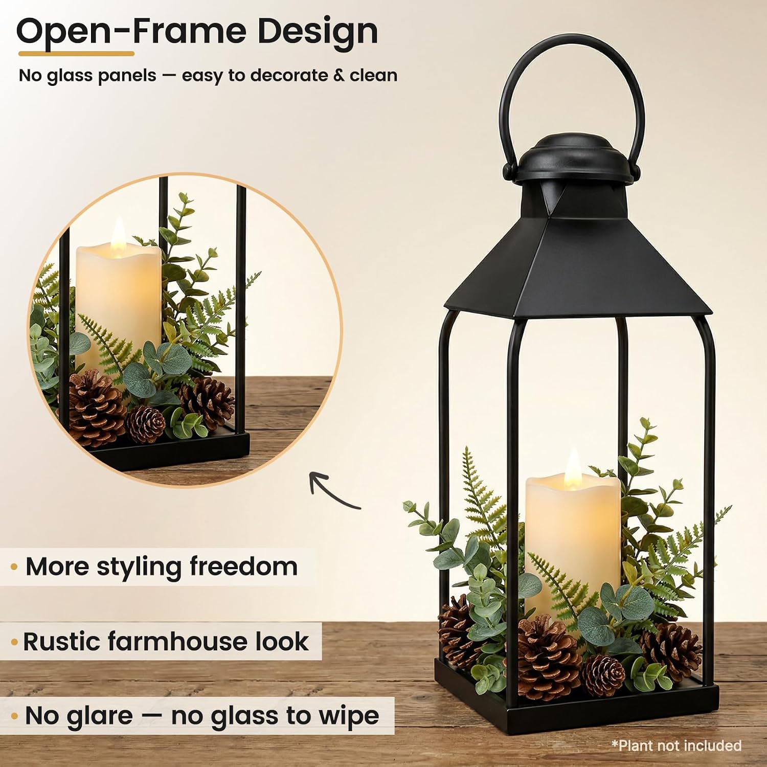 20/15.7/12" Black Lanterns Set of 3