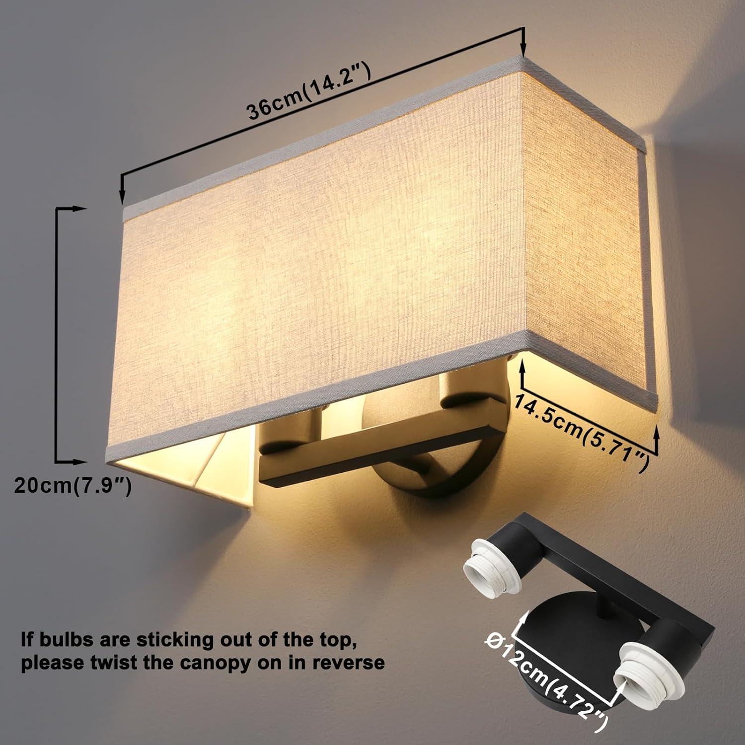 2-Light Square Linen Boho Industrial Wall Sconce