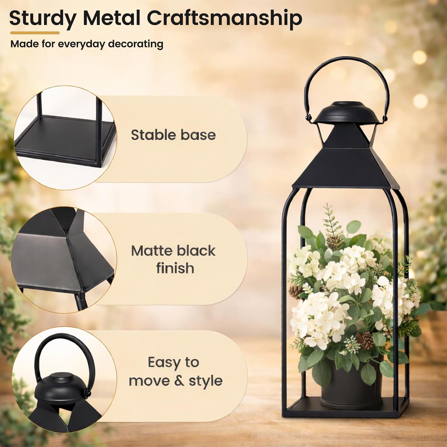 20/15.7/12" Black Lanterns Set of 3