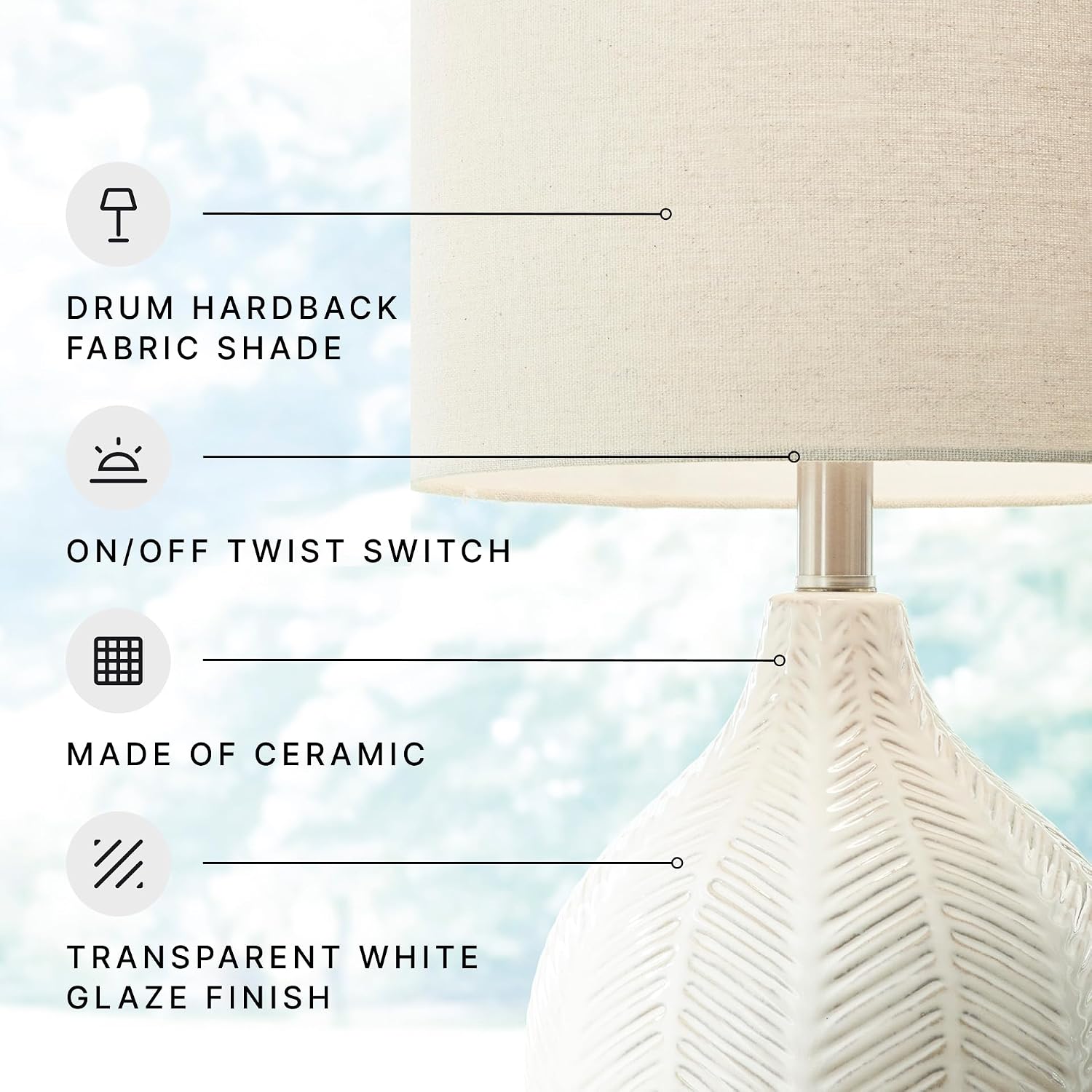 21" Off White Ceramic Table Lamp