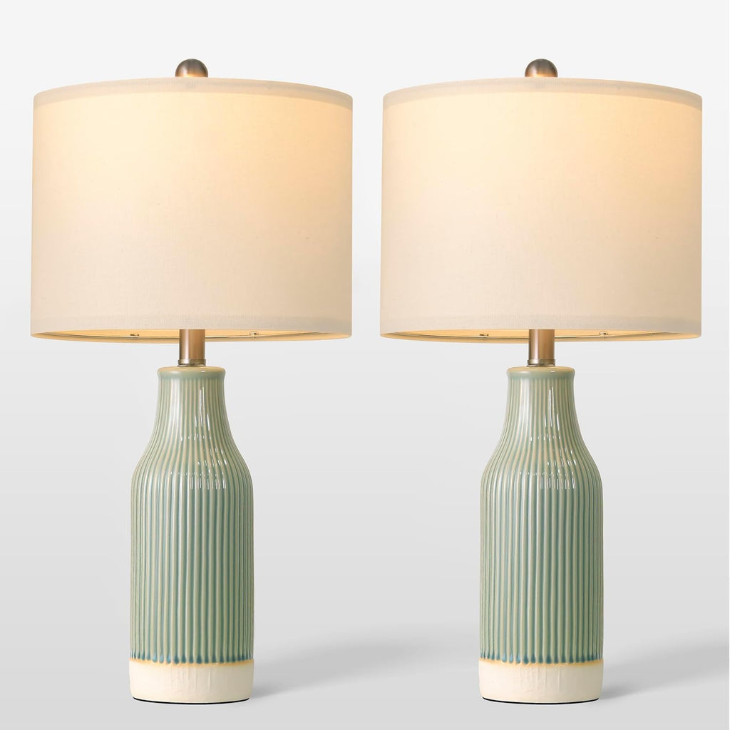 23.75" Light Green Ceramic Table Lamps Set of 2