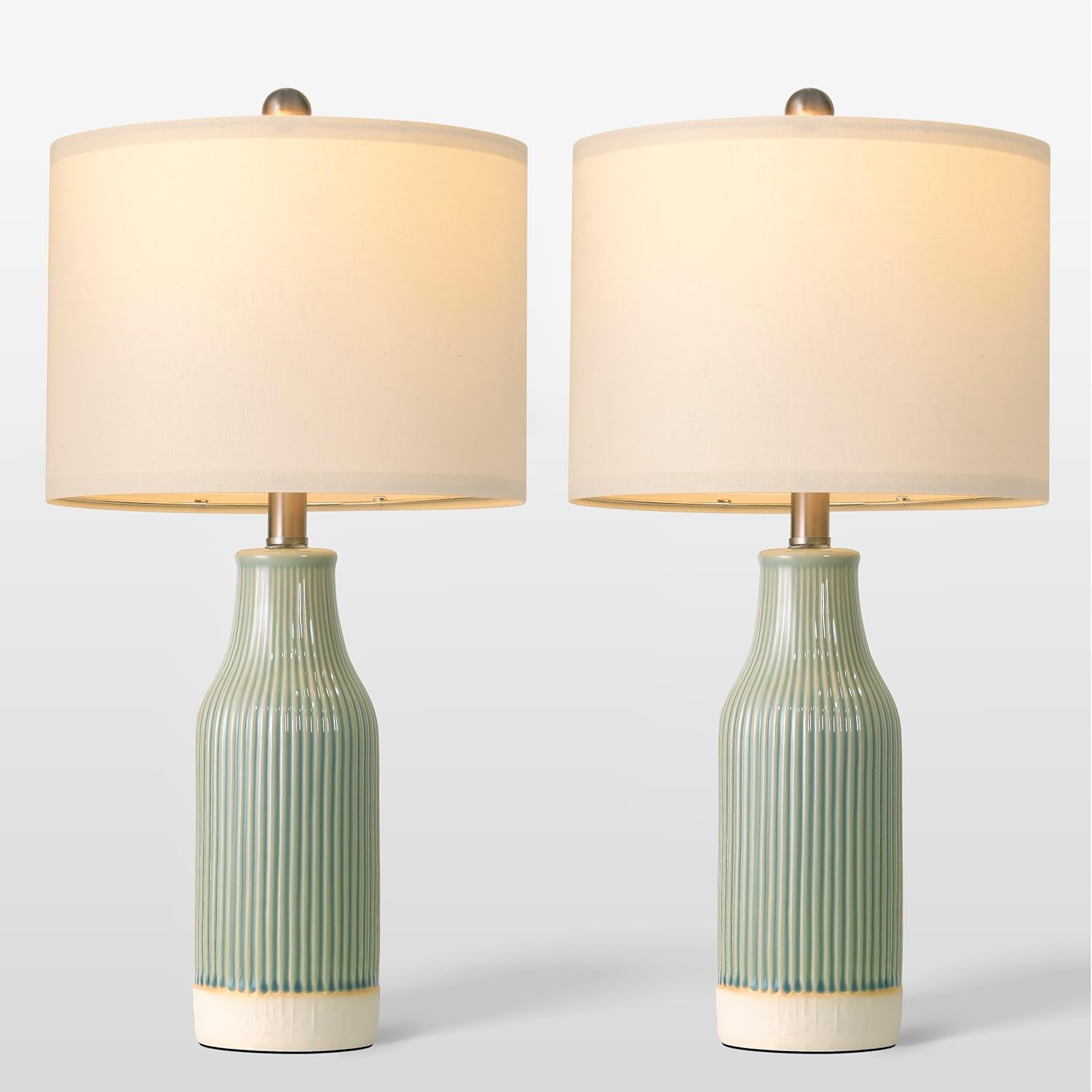 23.75" Light Green Ceramic Table Lamps Set of 2